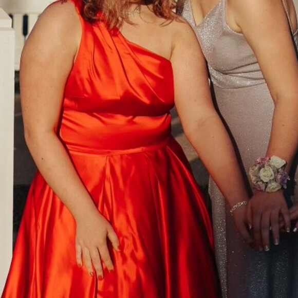 Red One-Shoulder Prom Dress - Picture 3 of 3